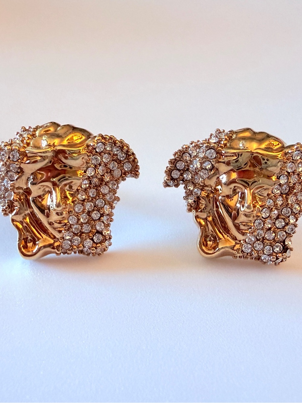 Versace Medusa Head Crystal Embellished Stud Earrings AUTHENTIC NEW